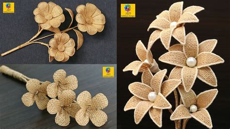 Best 3 Burlap Jute Flower making Idea | DIY Jute Flower Craft | Home Decorating Handmade Jute ...