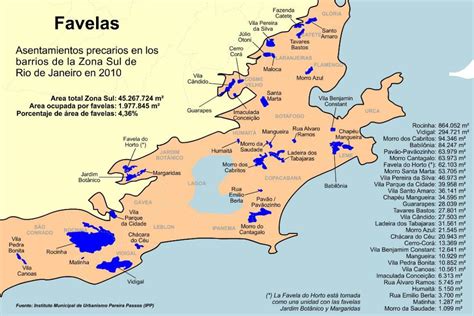 Favelas Southern zone of Rio de Janeiro map - Map of favelas Southern ...