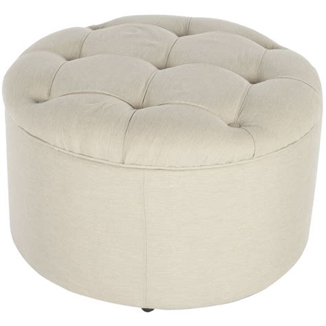 Safavieh Tanisha Casual Off-White Round Storage Ottoman at Lowes.com