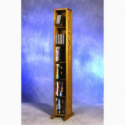 Solid Oak 6 Row Dowel DVD Cabinet Tower