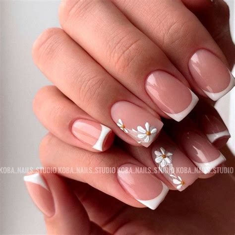 Cute French Nail Designs with Floral Art Magnificent French Manicure ...