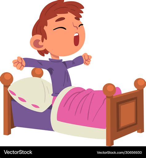 Cute boy waking up preschool kid daily routine Vector Image