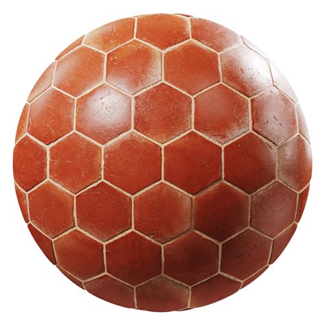 Tiles Terracotta Red Hexagon 001 - Poliigon