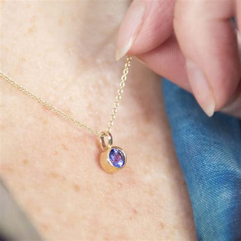 Tanzanite December Birthstone Gold Solitaire Pendant By Alison Moore Designs