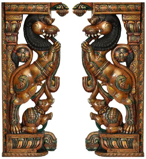 Traditional Yali Temple Pillars | Pillar design, Wood carving designs, Carving designs