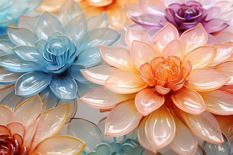 Premium AI Image | 3D Multicolor Tropical Glass Flower Tile