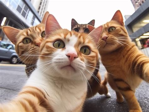 Premium AI Image | Group of Cats Taking a Selfie Photo AI Generated