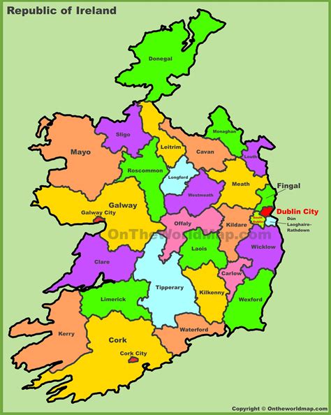 Counties map of Ireland | County map, Ireland map, Ireland