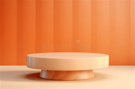 Stunning Artistry: Exquisite Wooden Pedestal Stand on a Sleek White Table Stock Illustration ...