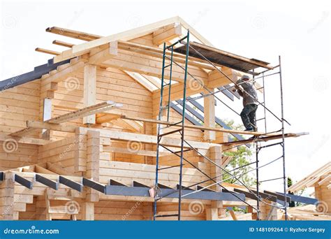 Construction of Wooden House Editorial Stock Image - Image of exterior, timber: 148109264