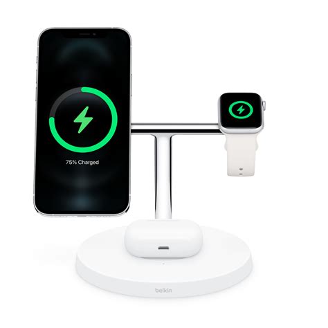 Belkin BOOST↑CHARGE PRO 3-in-1 Wireless Charger with MagSafe - White ...