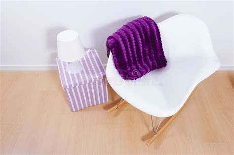 Modern White Rocking Chair and Wall Stock Image - Image of object, indoor: 41838239