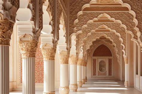 Premium AI Image | Inside interior of The mosque is an excellent example of traditional arch ...