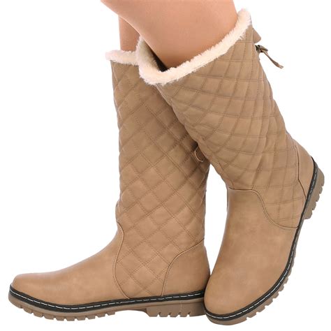 NEW WOMENS LADIES FUR LINED QUILTED RAIN MOON SKI WINTER BOOTS SHOES SIZE D8Y | eBay