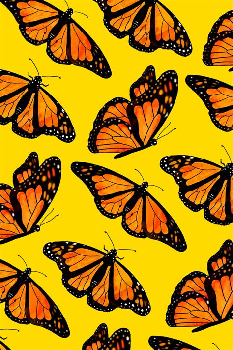 Yellow Monarch Butterfly Pattern | Art wallpaper iphone, Butterfly wallpaper iphone, Phone ...