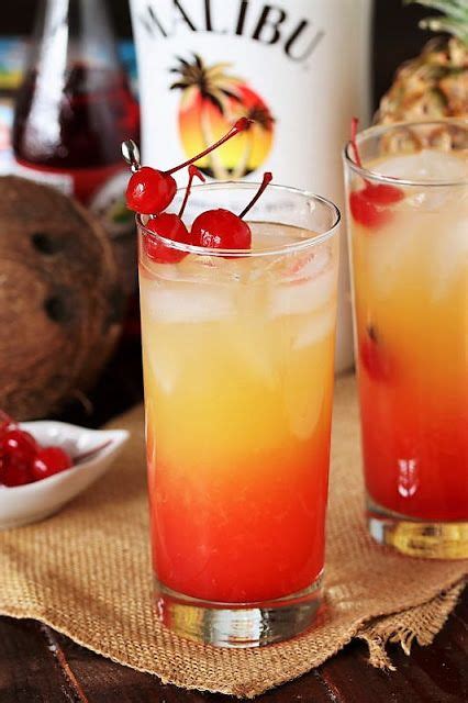 Malibu Sunrise Cocktail | Rum drinks recipes, Fruity alcohol drinks, Drinks alcohol recipes