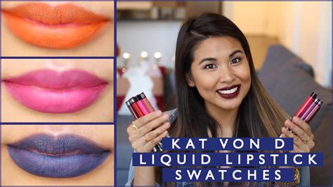 Kat Von D Everlasting Liquid Lipstick Swatches || Sunshine Carreon - YouTube