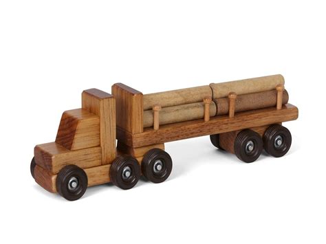 Wooden Log Semi Truck Toy, Large or Small Size Toys For Little Kids, Wooden Toys For Toddlers ...