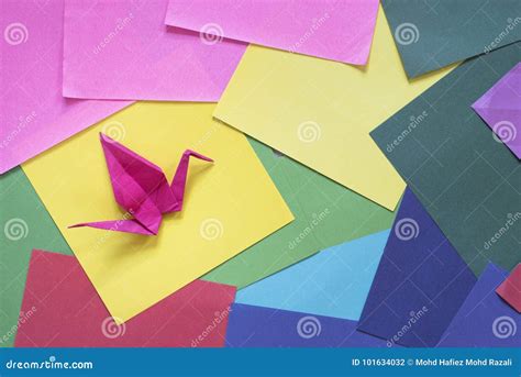 Origami on a Colorful Paper. Stock Photo - Image of decorative, copy ...