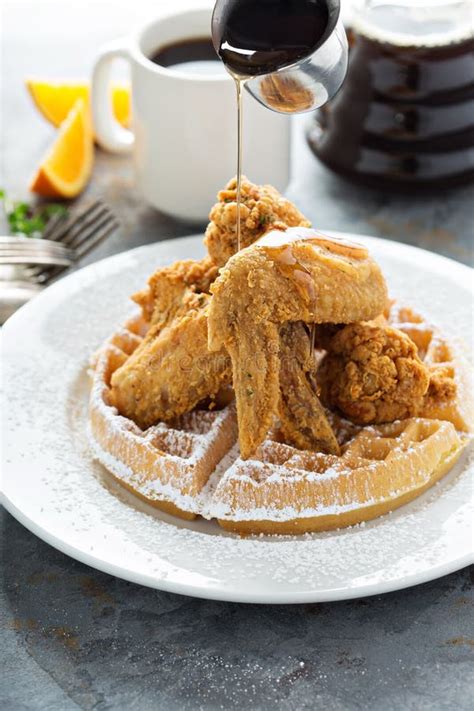 Fried chicken and waffles stock photo. Image of deep - 112702760