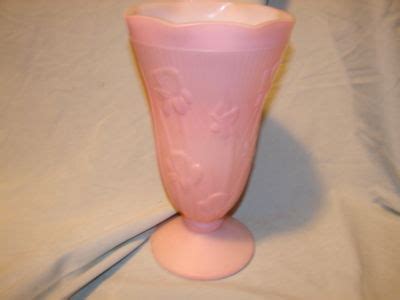 Pink And Milk Glass Iris Depression Glass 9 Inch Vase -- Antique Price Guide Details Page