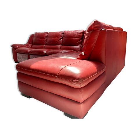 Canapé d’angle cuir bordeaux cuir Center | Selency | Chesterfield chair, Chair, Couch