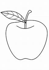 Apple With Leaf Coloring Page For Kids  Leaf coloring Fruit sketch template