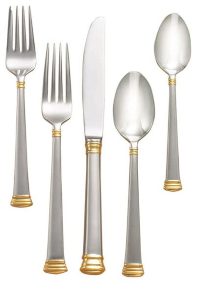 Lenox Eternal Gold 60-Piece Flatware Set, Serves 12 - Traditional - Flatware And Silverware Sets ...