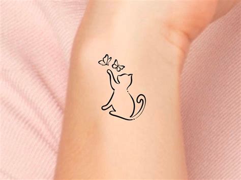 Cat Butterflies Temporary Tattoo / Cat Tattoos / Animal Tattoos - Etsy