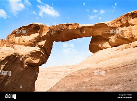 Burdah rock bridge in desert - Wadi Rum, Jordan, Middle East Stock Photo - Alamy