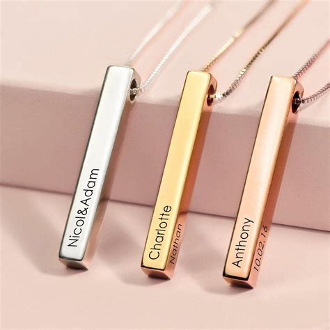 Engraved 3D Bar Necklace – Remembered Luxuries™ | Joyeria de oro ...