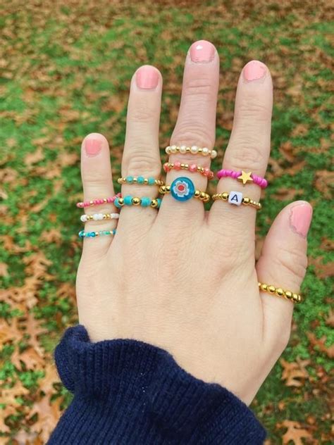 Seed Bead Rings, Stackable Bead Rings, Beaded Rings, Statement Rings, Fun Ring Stacks, Winter ...