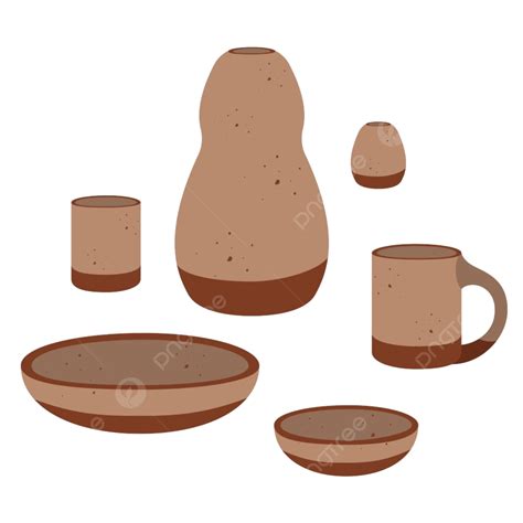 Clay Pottery Vector Hd PNG Images, Handmade Clay Pottery Plates Dishes ...
