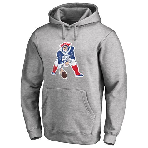 NFL Pro Line New England Patriots Gray Throwback Logo Pullover Hoodie