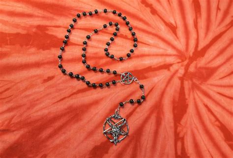 Pentagram Baphomet Black Wooden Rosary