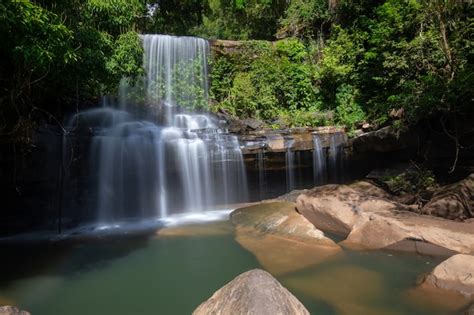 Premium Photo | Wang nam khiao waterfalls in deep forest on koh kood, trat, thailand