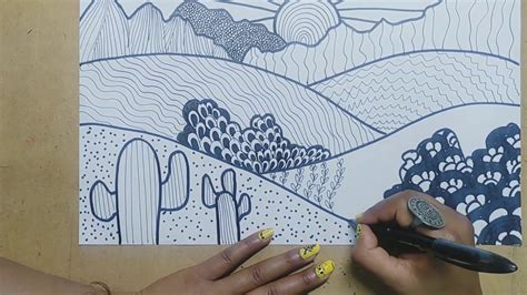 How to draw a landscape with pattern drawing| Kalavibes| #stayhome # ...