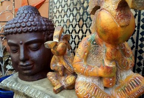 Buddha & Kokopelli Statues Outdoor Garden Decor, Outdoor Gardens, Teak Bench, Concrete Table ...