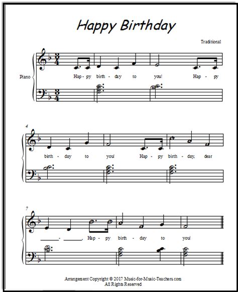 Happy Birthday Free Sheetmusic for All Instruments and Voice