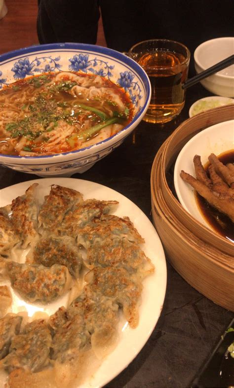 [I ate] fried dumplings with spicy dumpling noodles and steamed chicken ...