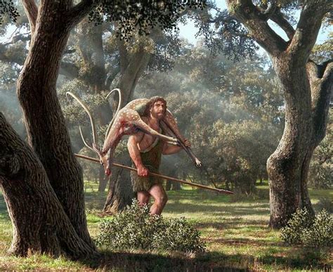 Neanderthal Hunter Art Print by Mauricio Anton