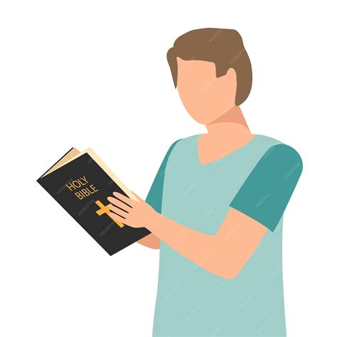 Premium Vector | European man read a book. boy reading the holy bible ...