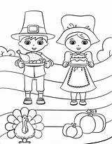 Cute Pilgrim Boy And Girl Coloring Page  Free Printable Pages sketch template