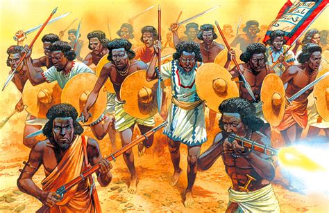 Mahdist warriors charging into battle against the British in Sudan African Culture, African ...