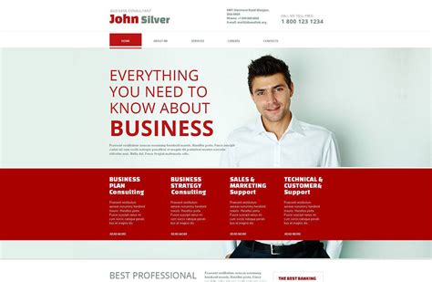 Red and White Website Template for a Business Consultant - MotoCMS