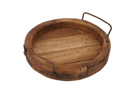 Round Farmhouse Serving Tray with Handles-12 inch-NEW-2 Color Choices