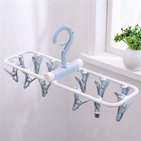 12 Clips Folding Hanging Drying Rack Sock Drying Hanger Multi ...