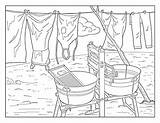 Clothesline Coloring Pages For Adults 1 Printable Coloring  Etsy sketch template