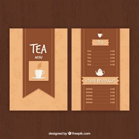 Free Vector | Tea menu template with different drinks