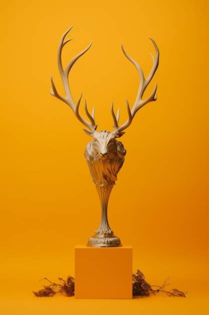 Premium AI Image | a golden trophy with a deers head on it